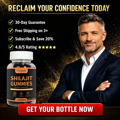 Diaryouth Pure Himalayan Shilajit Gummies for Men 40+ | Boost Testosterone, Vitality & Performance | 100% Organic, Non-GMO—60 Capsules